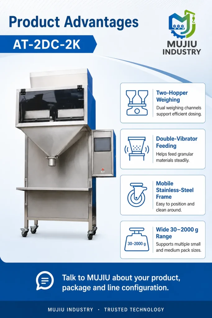 Semi-Automatic 2kg Granule Weighing Machine AT-2DC-2K Double Hopper Granular Filler for Grains Seeds Beans - Detail image 5