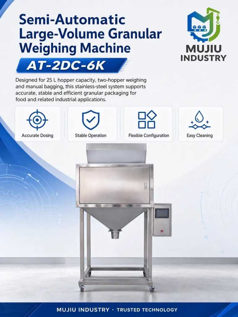 Semi-Automatic 6kg Granular Weighing Machine AT-2DC-6K Large Volume 25L Pouch Filler for Grains Seeds Beans - Detail image 1
