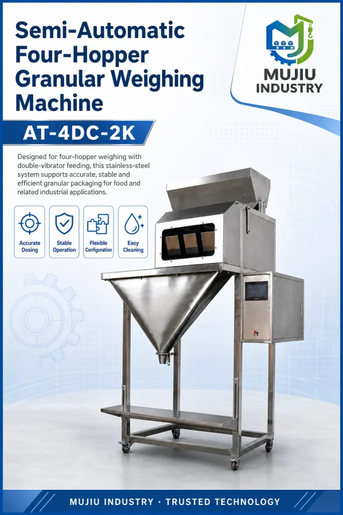 High Speed 50BPM Semi-Automatic 2kg Four-Hopper Granule Weighing Machine AT-4DC-2K for Seeds Grains Beans - Detail image 1
