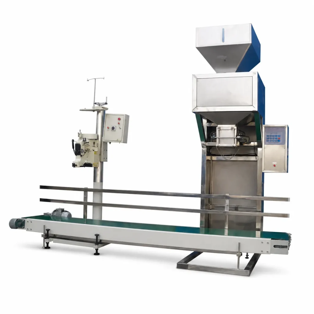 Automatic 5-50kg Granular Weighing and Filling Packaging Line AT-DGS-50K with Belt Conveyor and Bag Sewing Unit for Grains Seeds - Main image 1