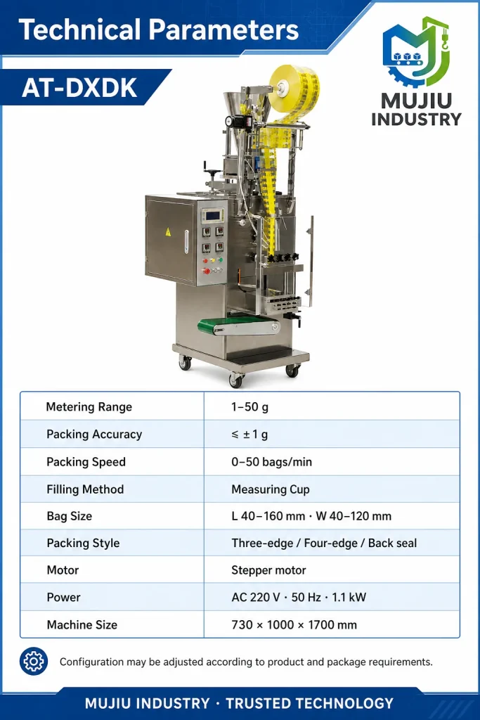 Automatic 1-50g Small Pouch Granule Packaging Machine AT-DXDK VFFS Roll Film Bagging Machine for Seeds Sugar Beans - Detail image 2