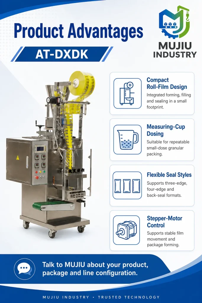 Automatic 1-50g Small Pouch Granule Packaging Machine AT-DXDK VFFS Roll Film Bagging Machine for Seeds Sugar Beans - Detail image 5