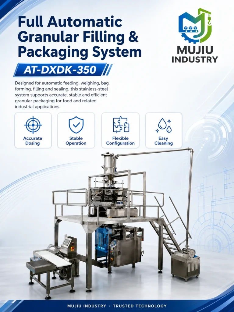 MUJIU High Speed Automatic 100-500g Multihead Weigher Vertical Granule Packaging Machine AT-DXDK-350 for Seeds Grains - Detail image 1