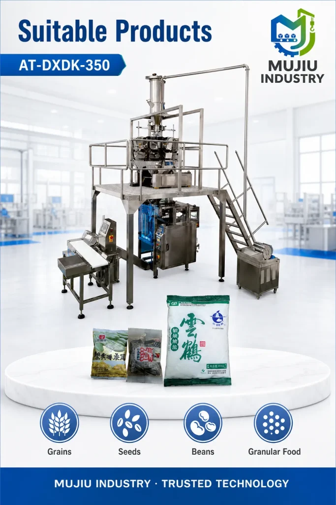 MUJIU High Speed Automatic 100-500g Multihead Weigher Vertical Granule Packaging Machine AT-DXDK-350 for Seeds Grains - Detail image 4