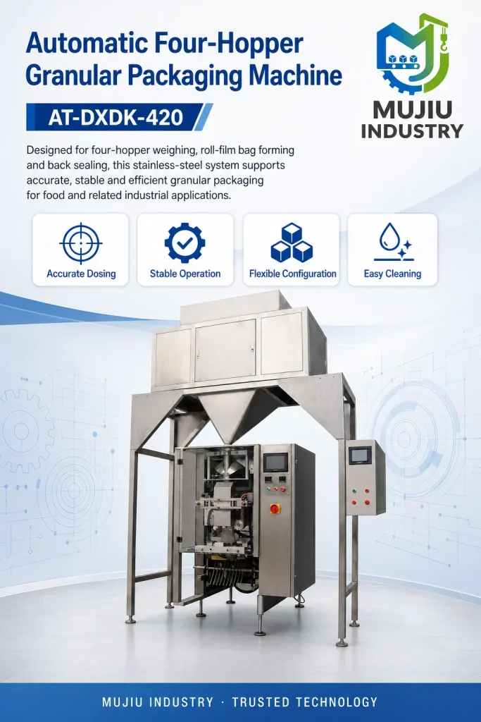 Automatic 2kg Four-Hopper Granule Packaging Machine AT-DXDK-420 VFFS Roll Film Bagging Machine for Rice Seedsxq - Detail image 1