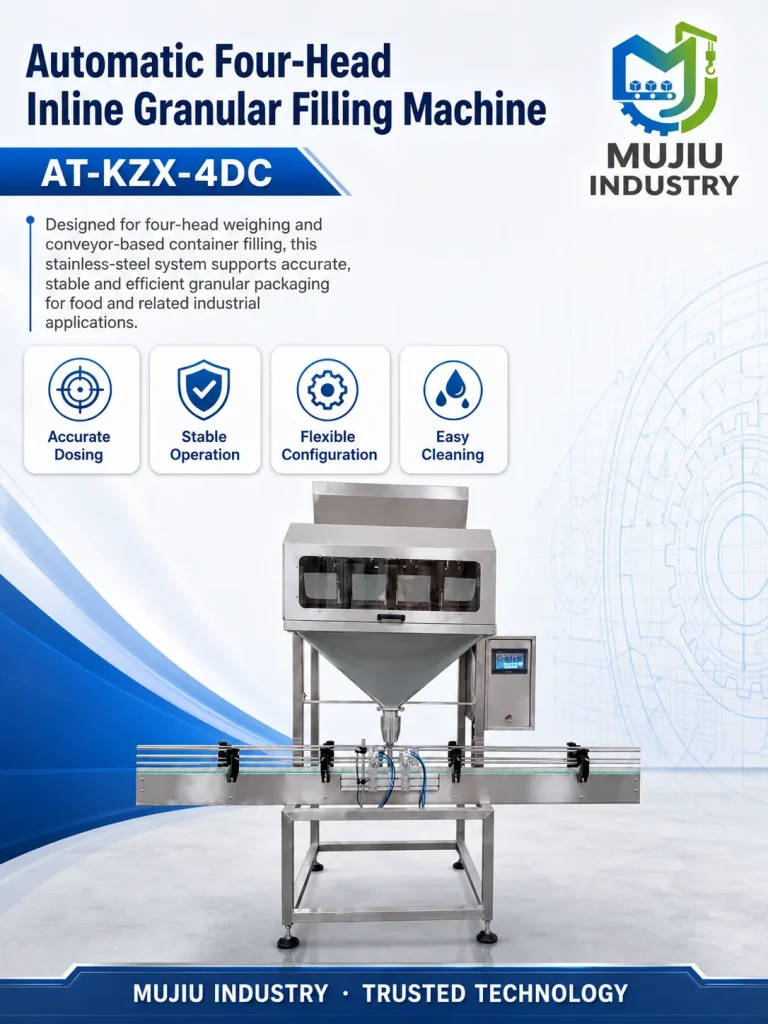 MUJIU High Accuracy 1g Four-Head Automatic Inline Granular Filling Machine AT-KZX-4DC for Commodity Seeds Beans Bottles - Detail image 1