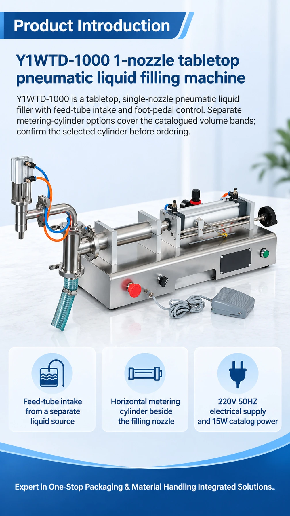Y1WTD-1000 Tabletop Pneumatic Liquid Filling Machine - Detail image 1