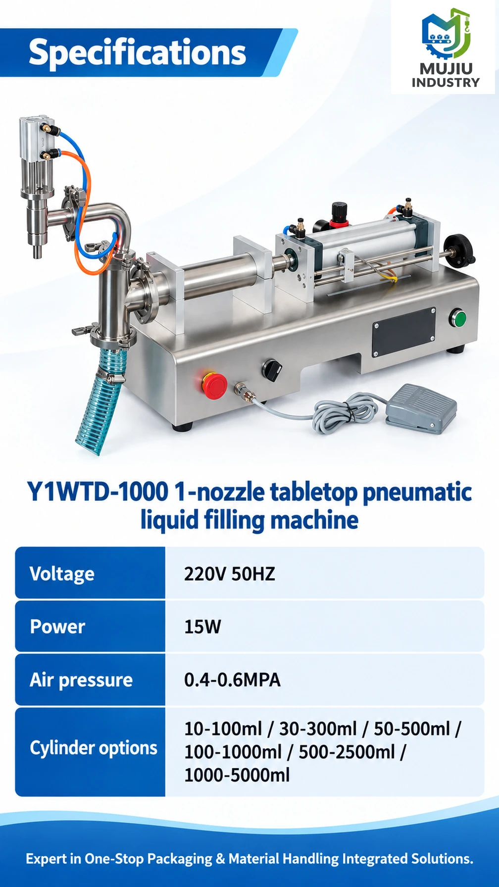 Y1WTD-1000 Tabletop Pneumatic Liquid Filling Machine - Detail image 4