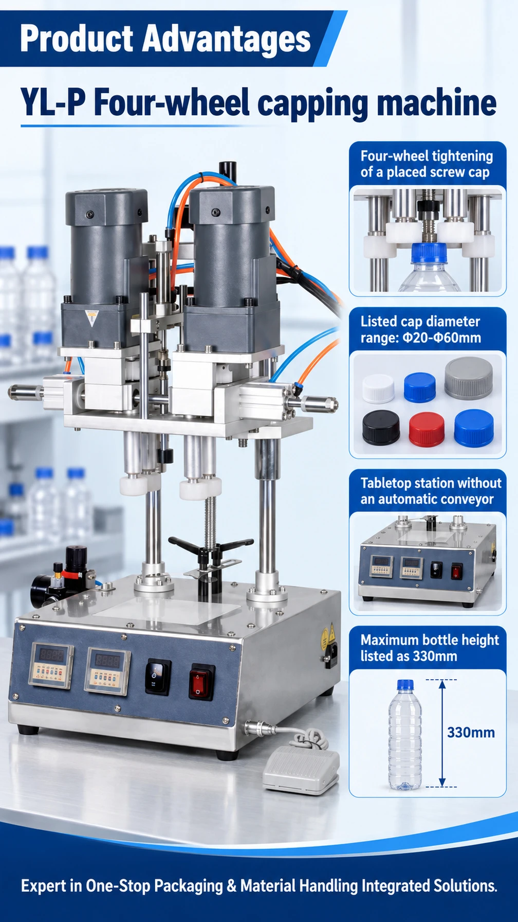 YL-P Tabletop Four-Wheel Bottle Capping Machine - Detail image 2