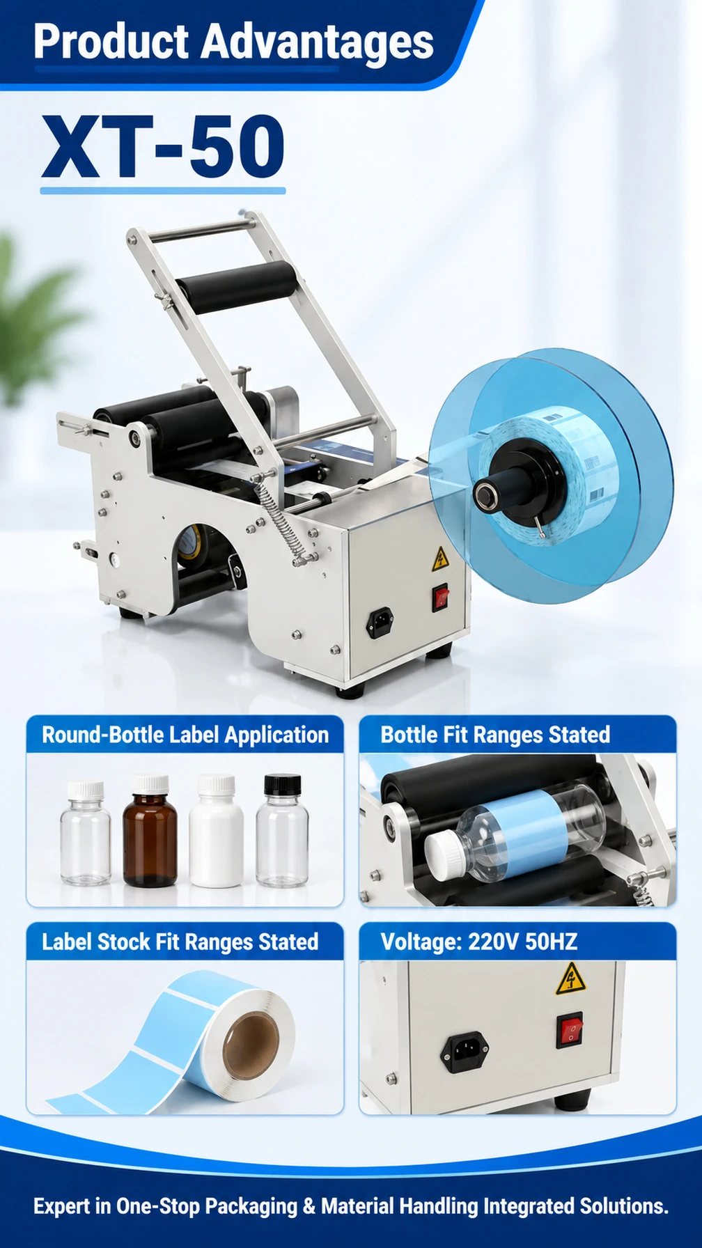 XT-50 Semi-Automatic Round Bottle Labeling Machine - Detail image 2