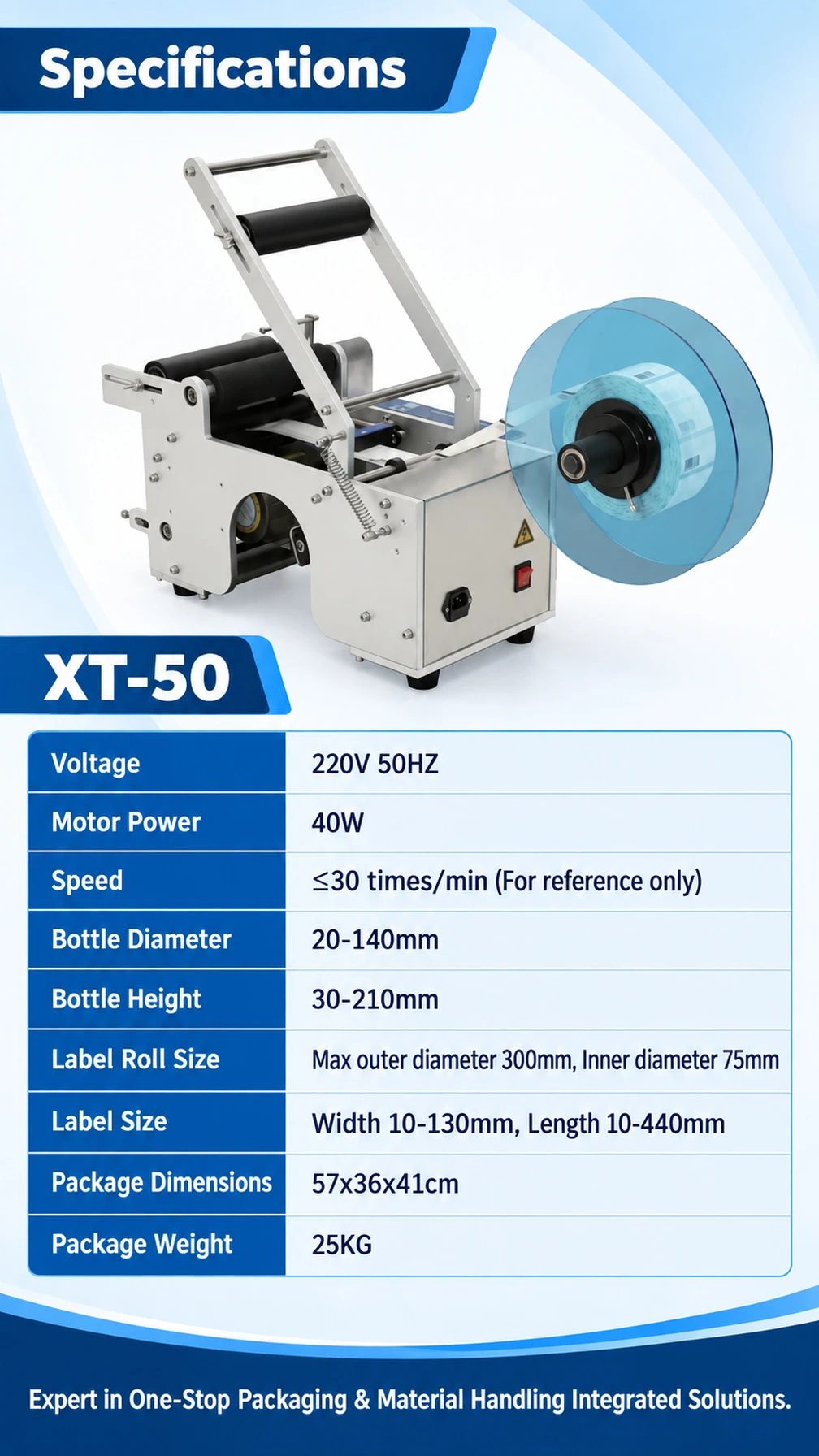 XT-50 Semi-Automatic Round Bottle Labeling Machine - Detail image 4